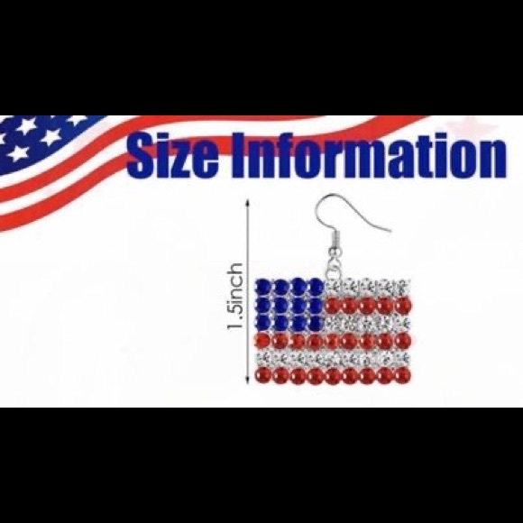 New Gorgeous Rhinestone Sparkle Patriotic American Flag Earrings - Picture 3 of 4
